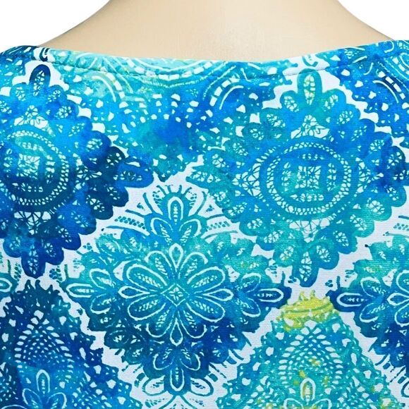 Pappagallo Blue Tile Print Long Sleeve Pullover Dress Sz M NWOT - Picture 8 of 13
